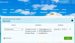 Scheduled reports by company